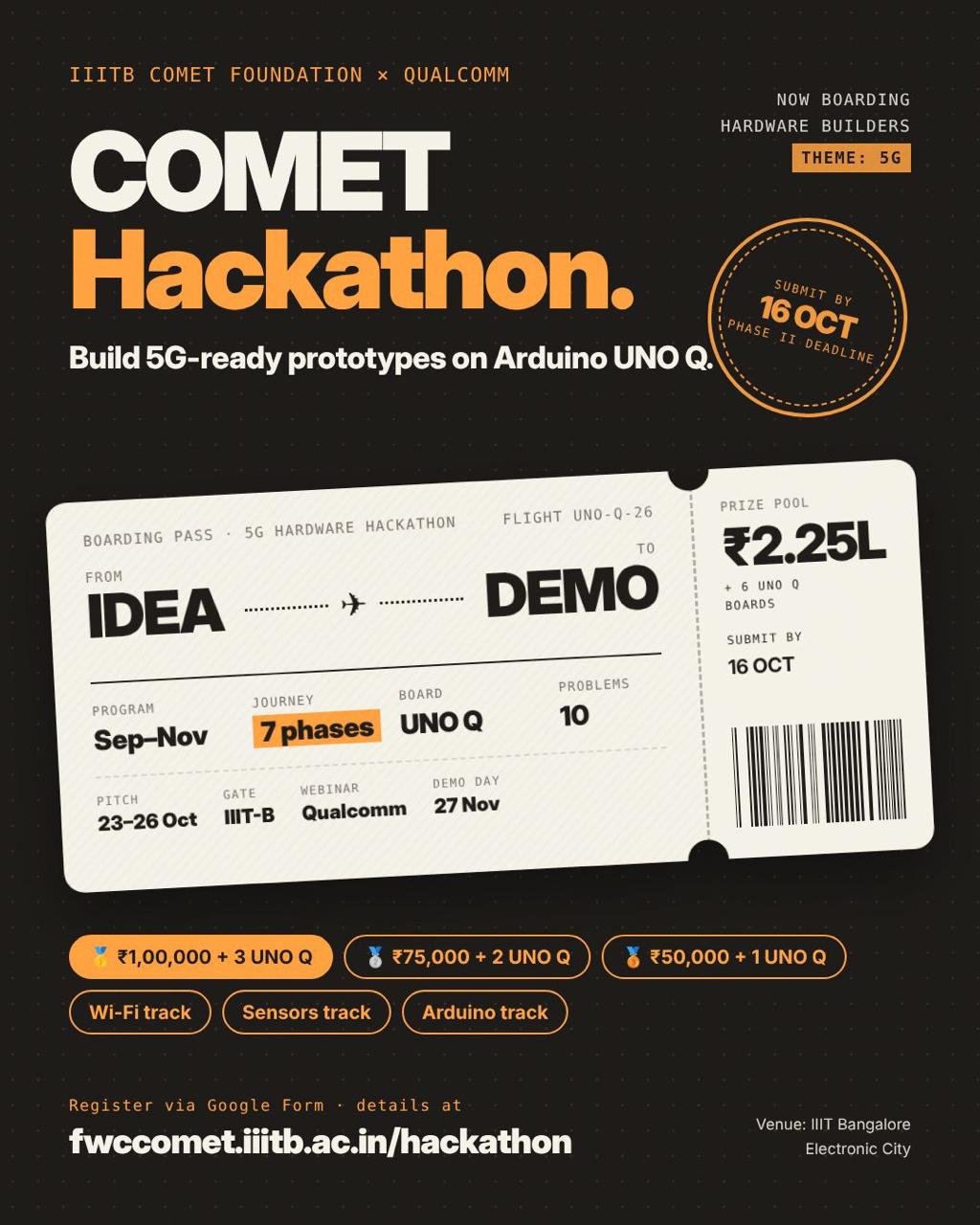 IIITB COMET Foundation × Qualcomm Hackathon 2026 poster